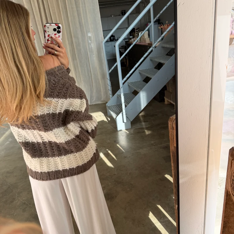 Strickjacke Lima - Taupe x Creme