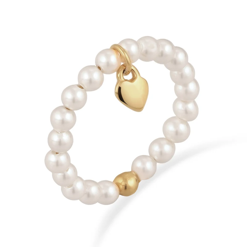 Ring Herz Anhänger | Mit Perlen von Swarovski® (Weiß)