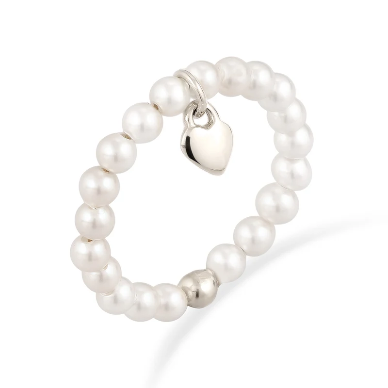 Ring Herz Anhänger | Mit Perlen von Swarovski® (Weiß)