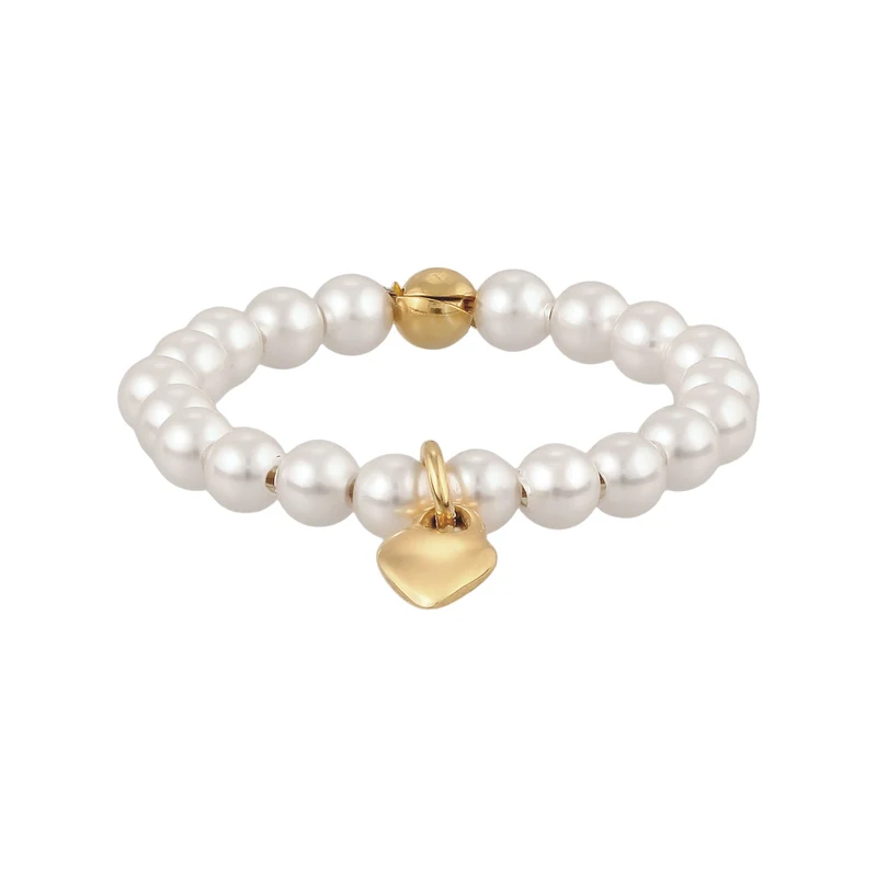 Ring Herz Anhänger | Mit Perlen von Swarovski® (Weiß)