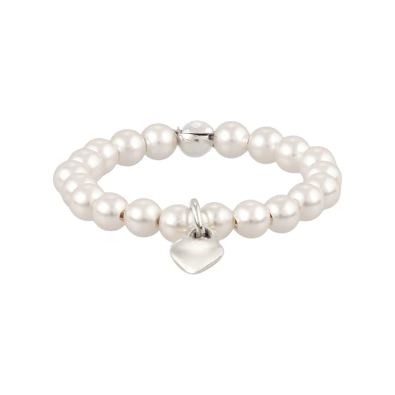 Ring Herz Anhänger | Mit Perlen von Swarovski® (Weiß)
