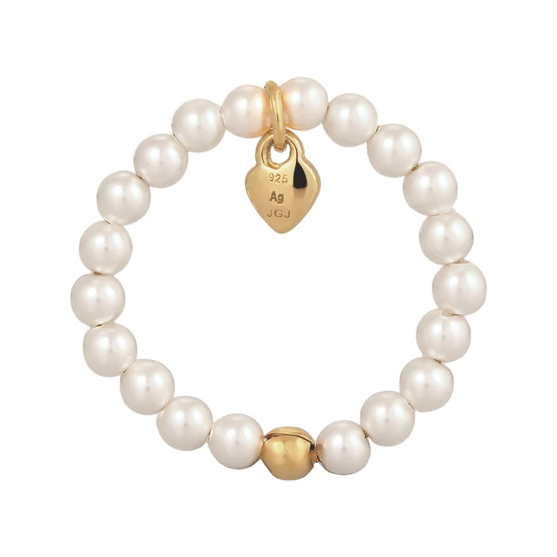 Ring Herz Anhänger | Mit Perlen von Swarovski® (Weiß)