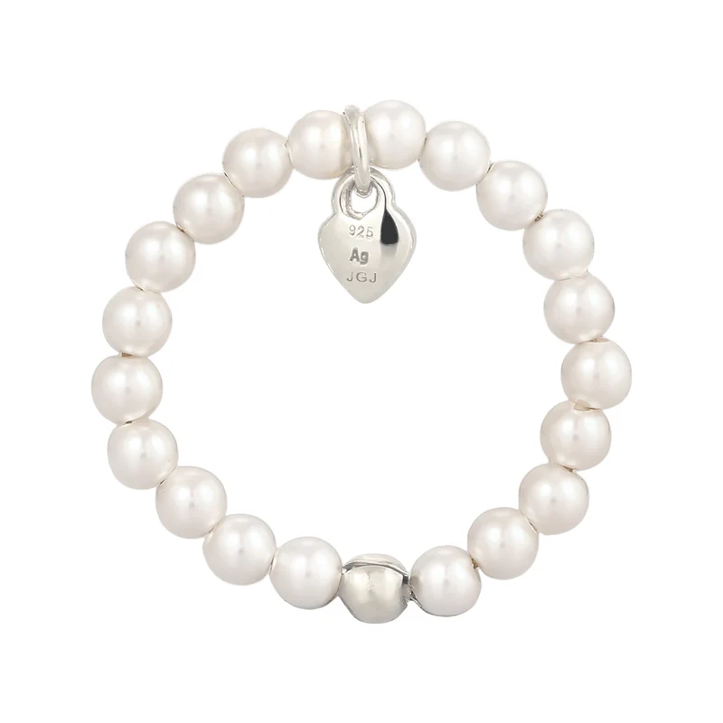 Ring Herz Anhänger | Mit Perlen von Swarovski® (Weiß)