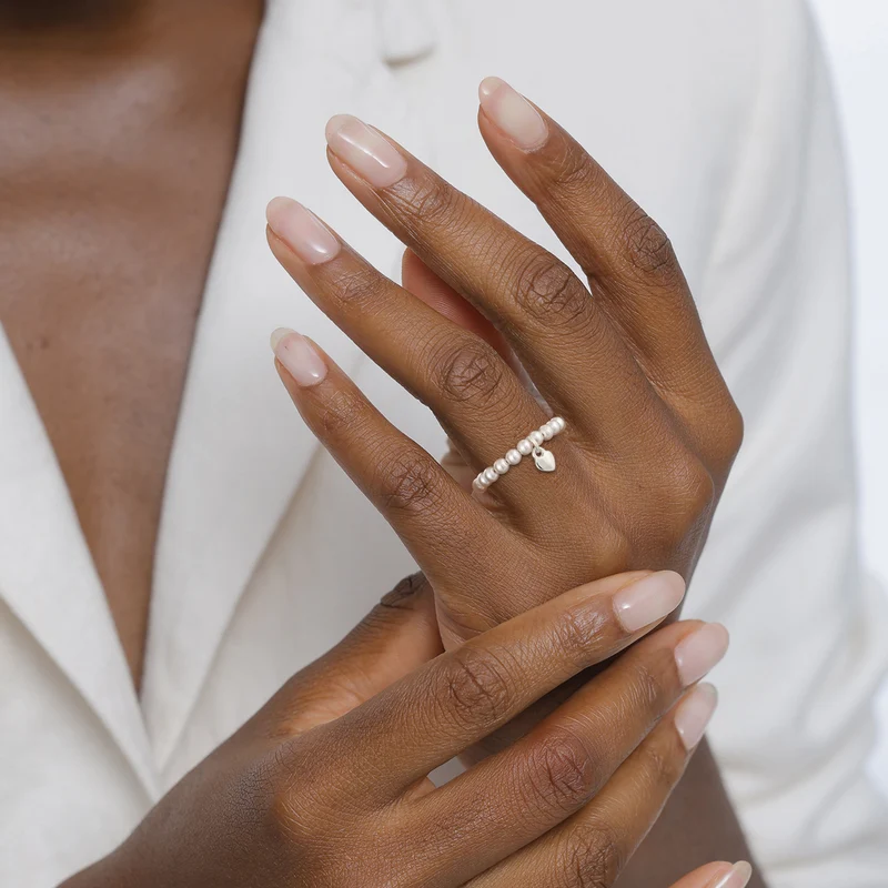 Ring Herz Anhänger | Mit Perlen von Swarovski® (Weiß)