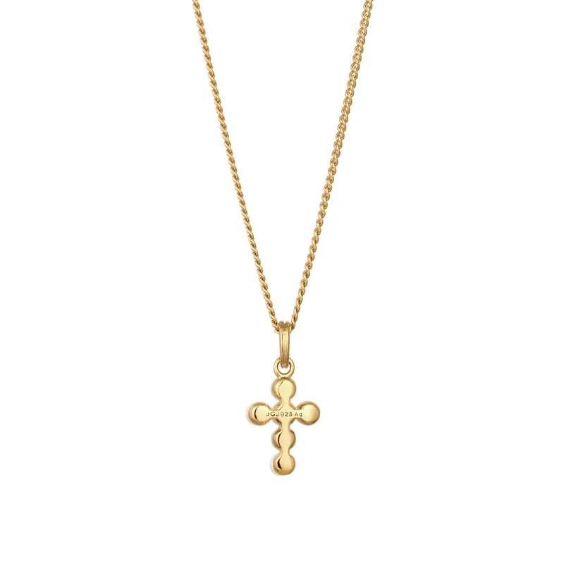 Halskette Kreuz | Mit Perlen von Swarovski® (Weiß)