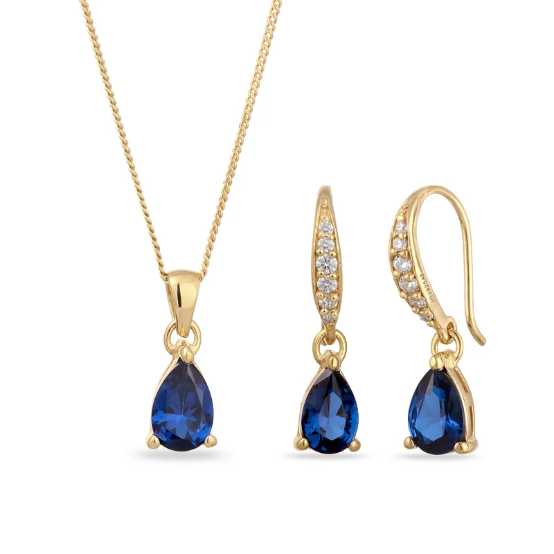 Schmuckset Tropfen | Saphir ( Blau )