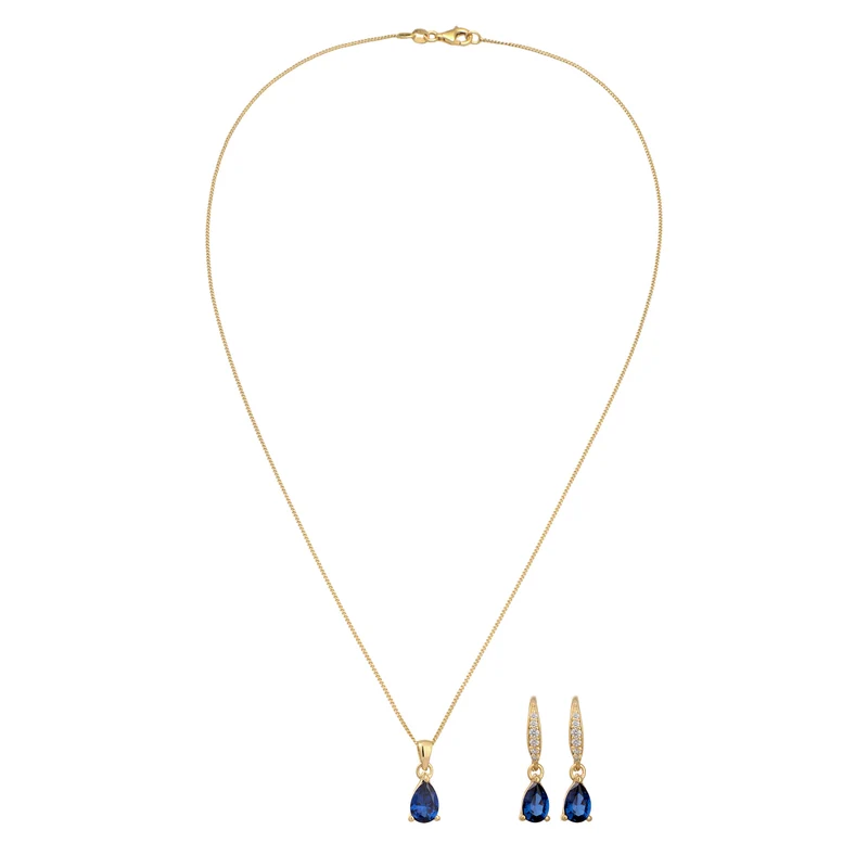 Schmuckset Tropfen | Saphir ( Blau )