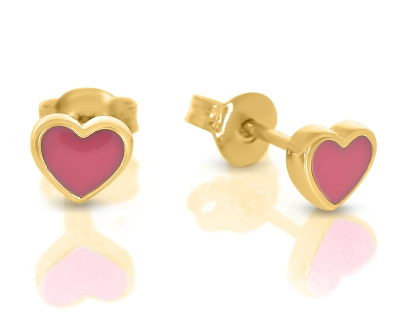 Ohrrstecker Herz rosa vergoldet Kinderschmuck Mädchen