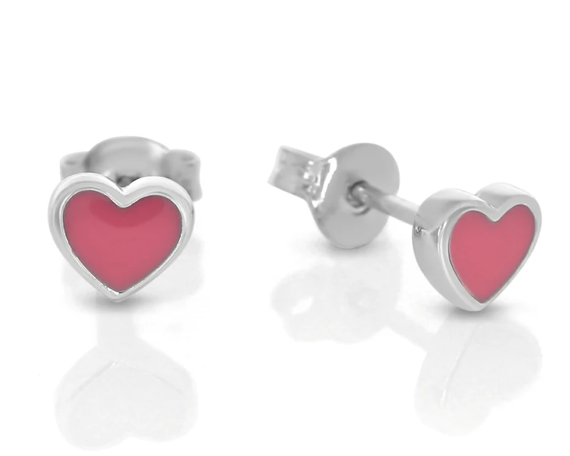 Ohrstecker Herz rosa Mädchen 925 Silber