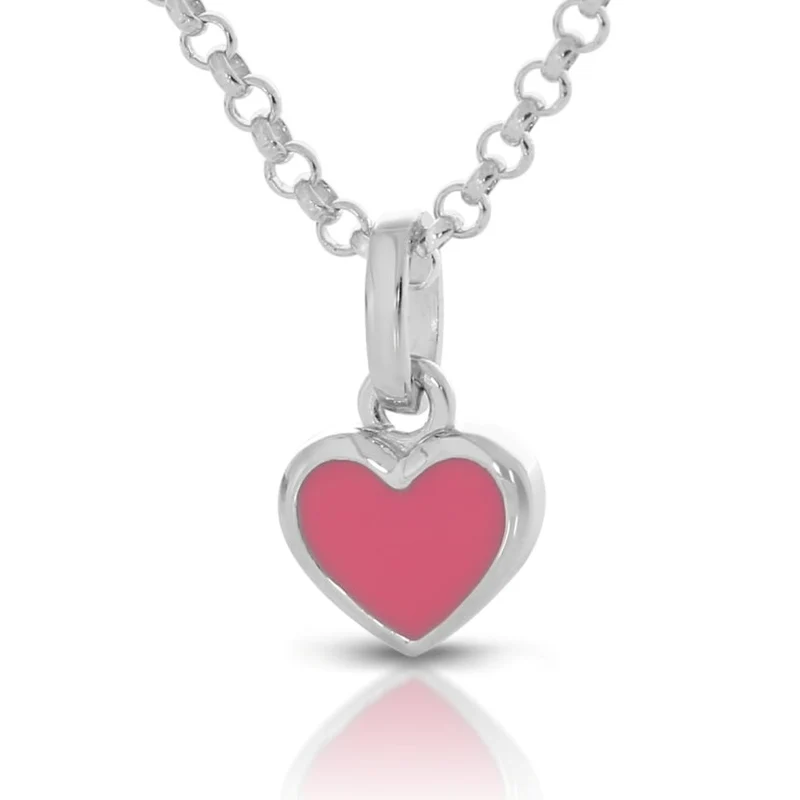 Herz Kette Kinderschmuck 925 Sterling Silber rosa Herz Anhänger