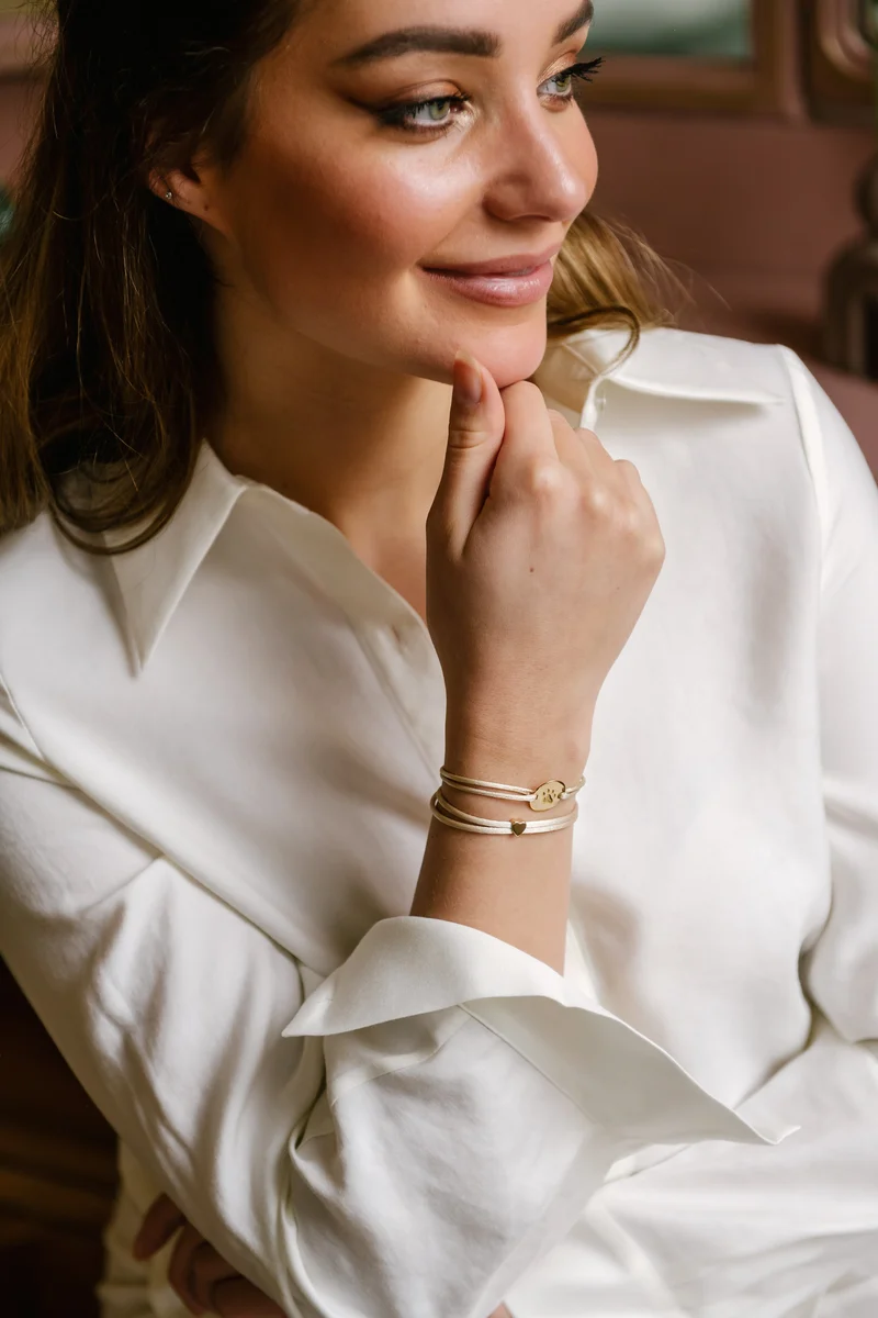 Pootafdruk Round Armband - Verguld - Gepersonaliseerd Sieraad