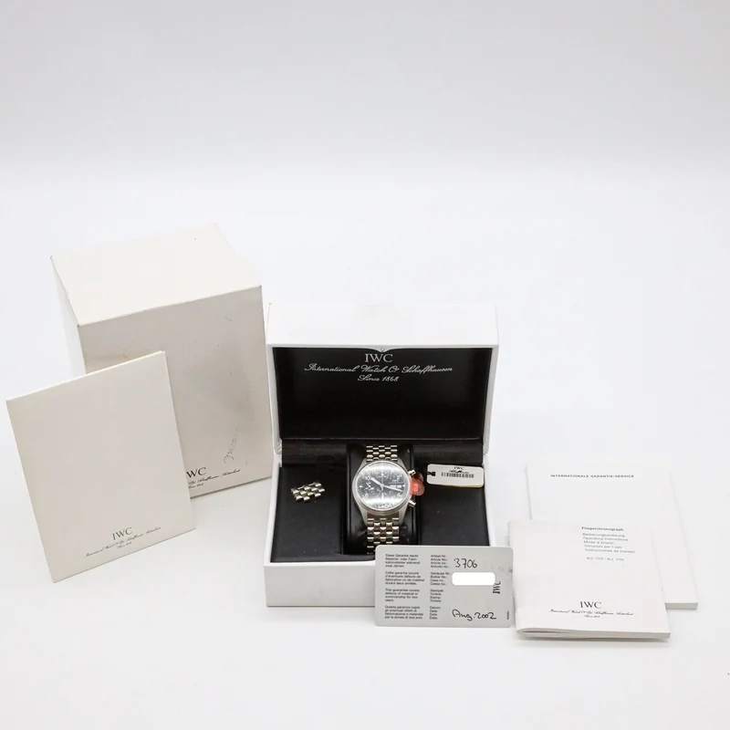 IWC Pilot 39mm Flieger Chronograph IW3706 Edelstahl B&P Dif X
