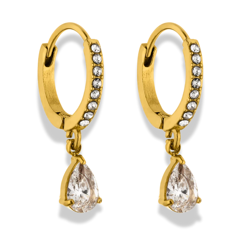 Everlasting Teardrop Huggie Hoop Ohrringe 14K Vergoldet