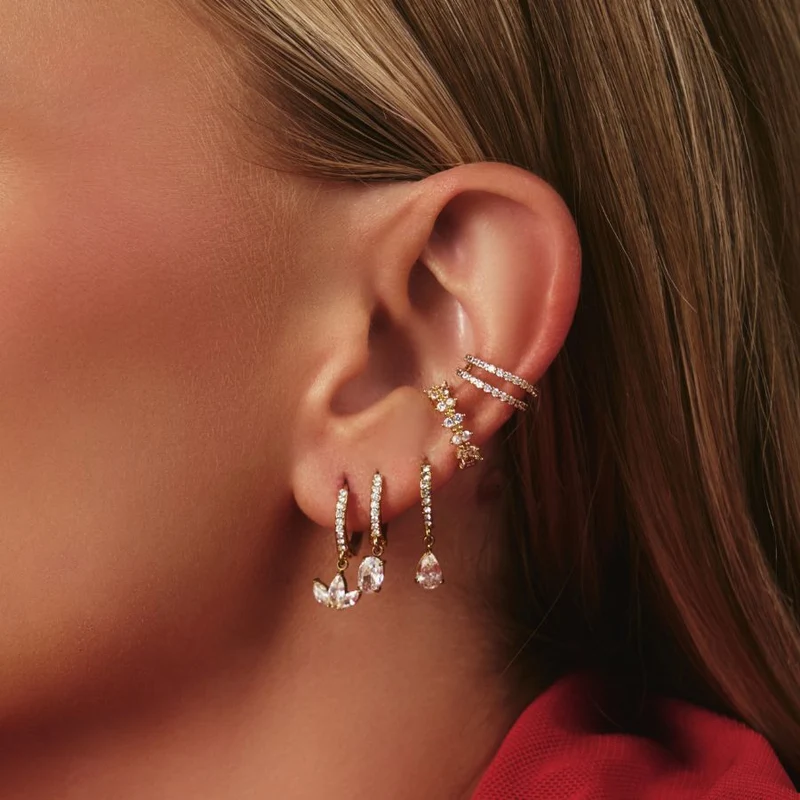 Double Line Earcuff 14K Vergoldet