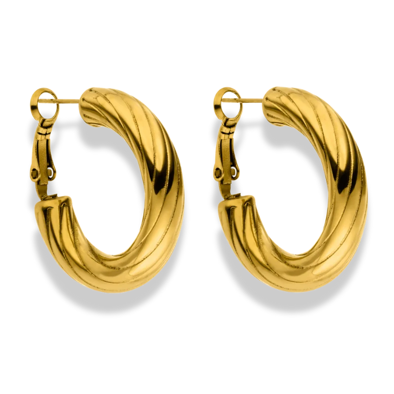 Twisted Bold Hoops Ohrringe 14K Vergoldet