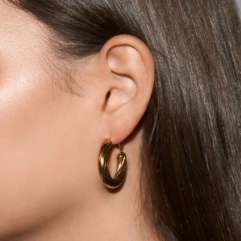 Twisted Bold Hoops Ohrringe 14K Vergoldet