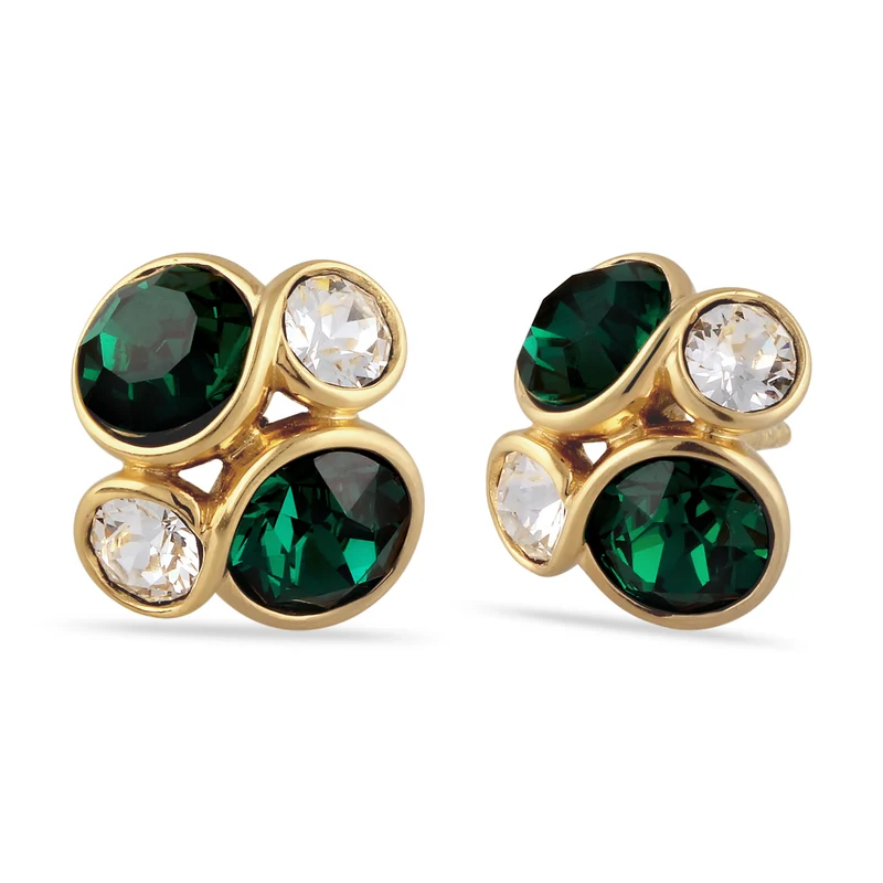 Ohrstecker Oval | Mit Kristallen von Swarovski® (Grün & Weiß)