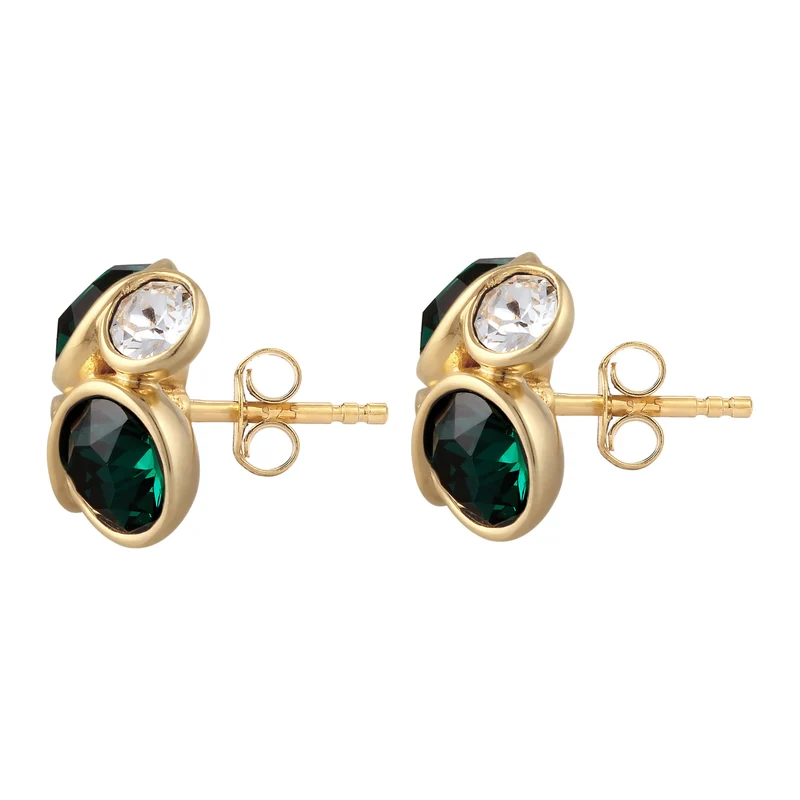 Ohrstecker Oval | Mit Kristallen von Swarovski® (Grün & Weiß)