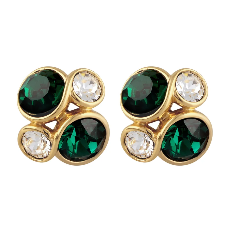 Ohrstecker Oval | Mit Kristallen von Swarovski® (Grün & Weiß)