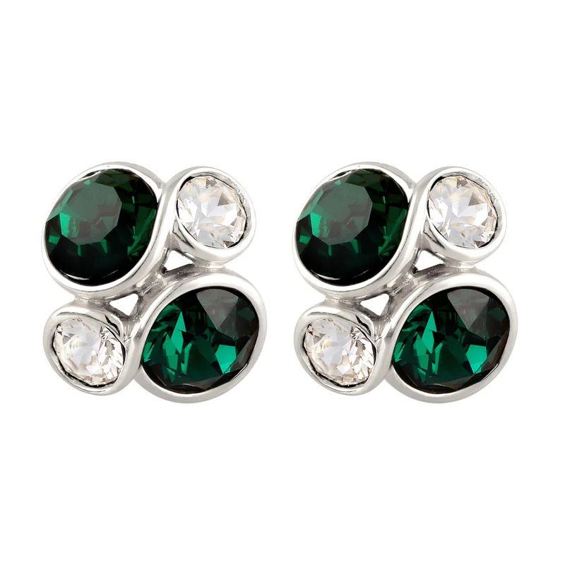 Ohrstecker Oval | Mit Kristallen von Swarovski® (Grün & Weiß)