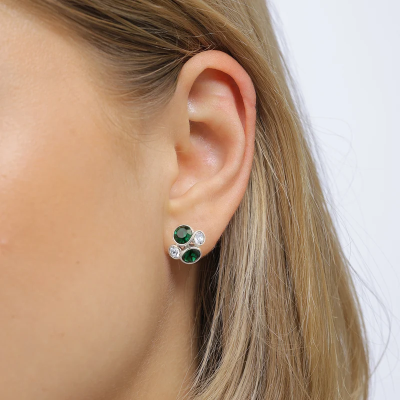 Ohrstecker Oval | Mit Kristallen von Swarovski® (Grün & Weiß)