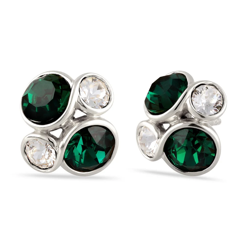 Ohrstecker Oval | Mit Kristallen von Swarovski® (Grün & Weiß)