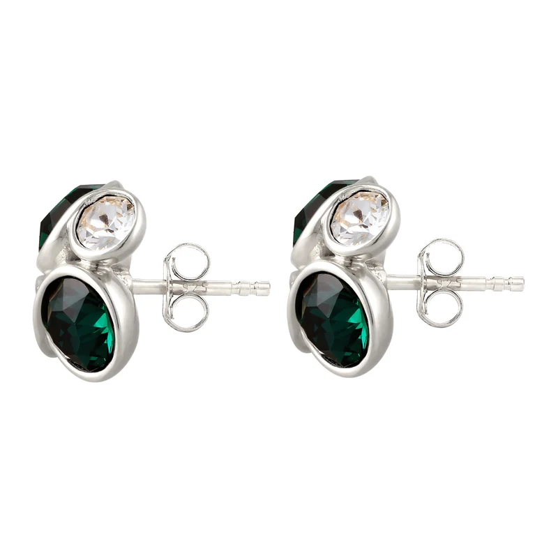 Ohrstecker Oval | Mit Kristallen von Swarovski® (Grün & Weiß)