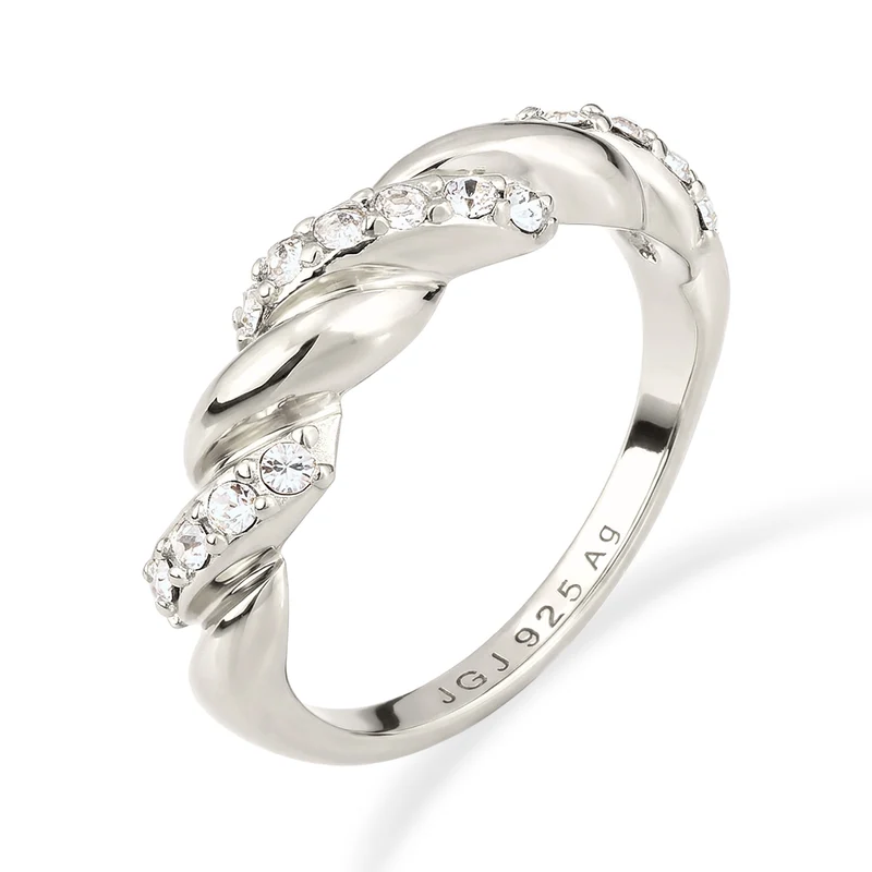 Stapelring Twisted | Mit Kristallen von Swarovski® (Weiß)