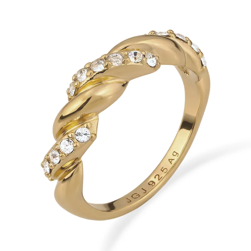 Stapelring Twisted | Mit Kristallen von Swarovski® (Weiß)