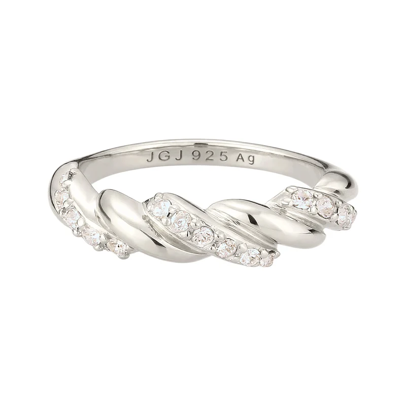 Stapelring Twisted | Mit Kristallen von Swarovski® (Weiß)