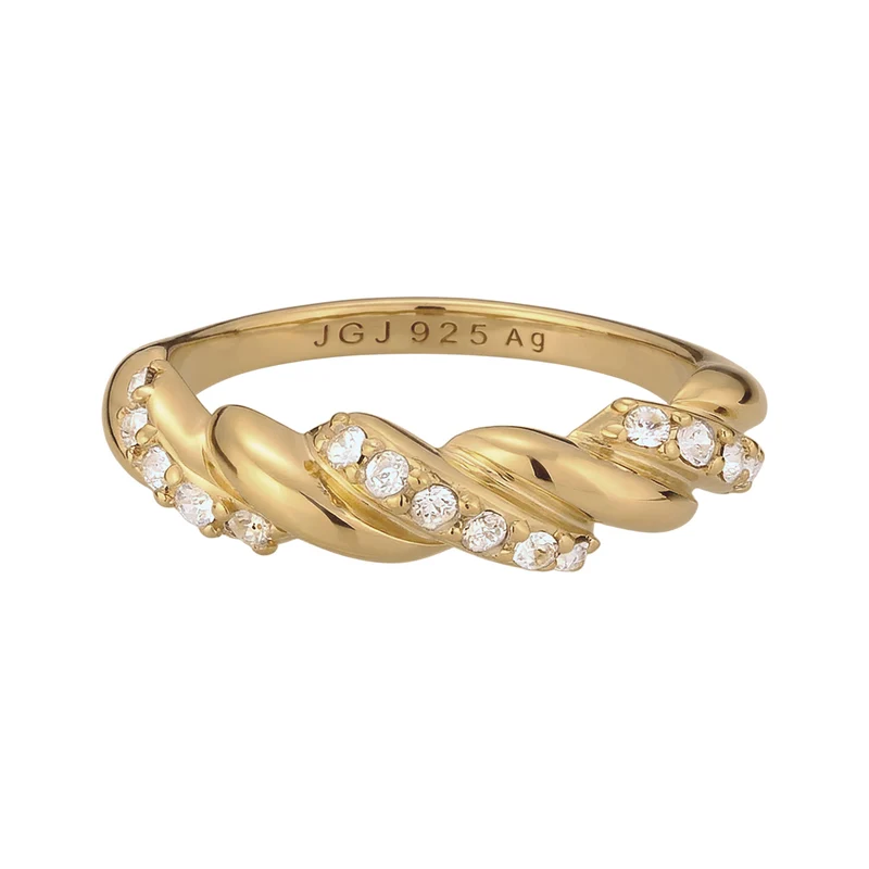 Stapelring Twisted | Mit Kristallen von Swarovski® (Weiß)