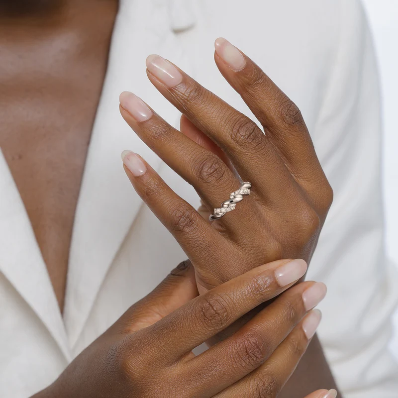 Stapelring Twisted | Mit Kristallen von Swarovski® (Weiß)