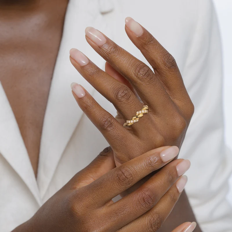 Stapelring Twisted | Mit Kristallen von Swarovski® (Weiß)