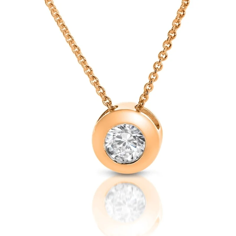 exklusives Collier mit Zirkonia rosé vergoldet Solitär Schmuck