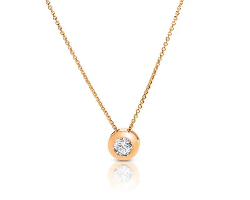 exklusives Collier mit Zirkonia rosé vergoldet Solitär Schmuck