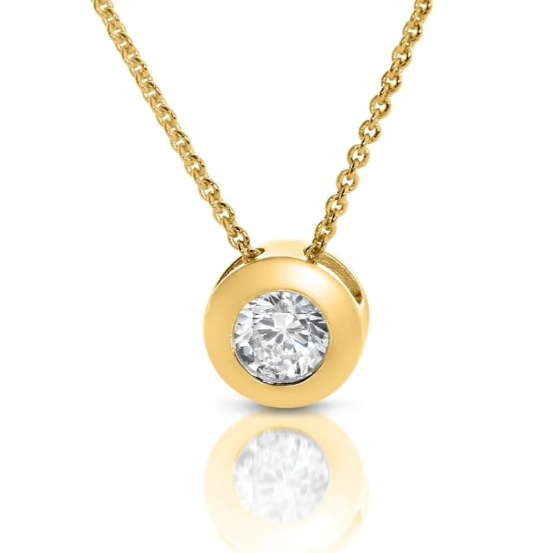 Hochzeitsschmuck vergoldet Solitär Anhänger Collier