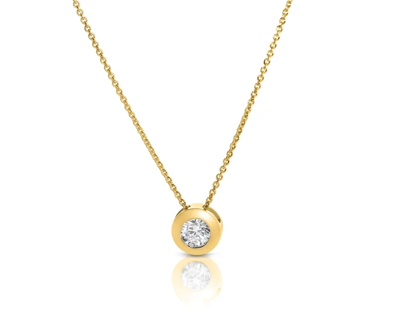 Hochzeitsschmuck vergoldet Solitär Anhänger Collier