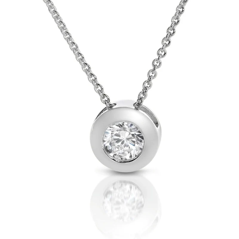 Solitär Anhänger Collier 925 Sterling Silber Damenschmuck