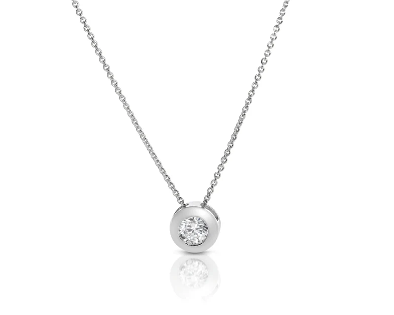 Solitär Anhänger Collier 925 Sterling Silber Damenschmuck