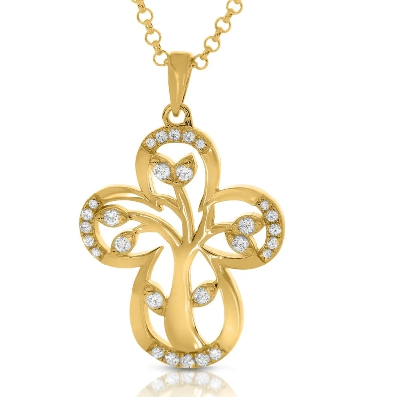 Kreuzkette Damen Gold Lebensbaum Schmuck Kreuz