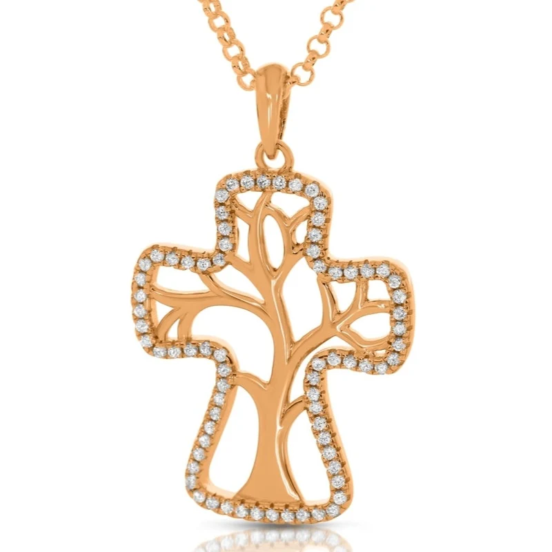 Kette Kreuz Lebensbaum Zirkonis Damenschmuck Juwelier online