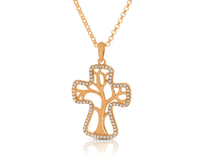 Kette Kreuz Lebensbaum Zirkonis Damenschmuck Juwelier online