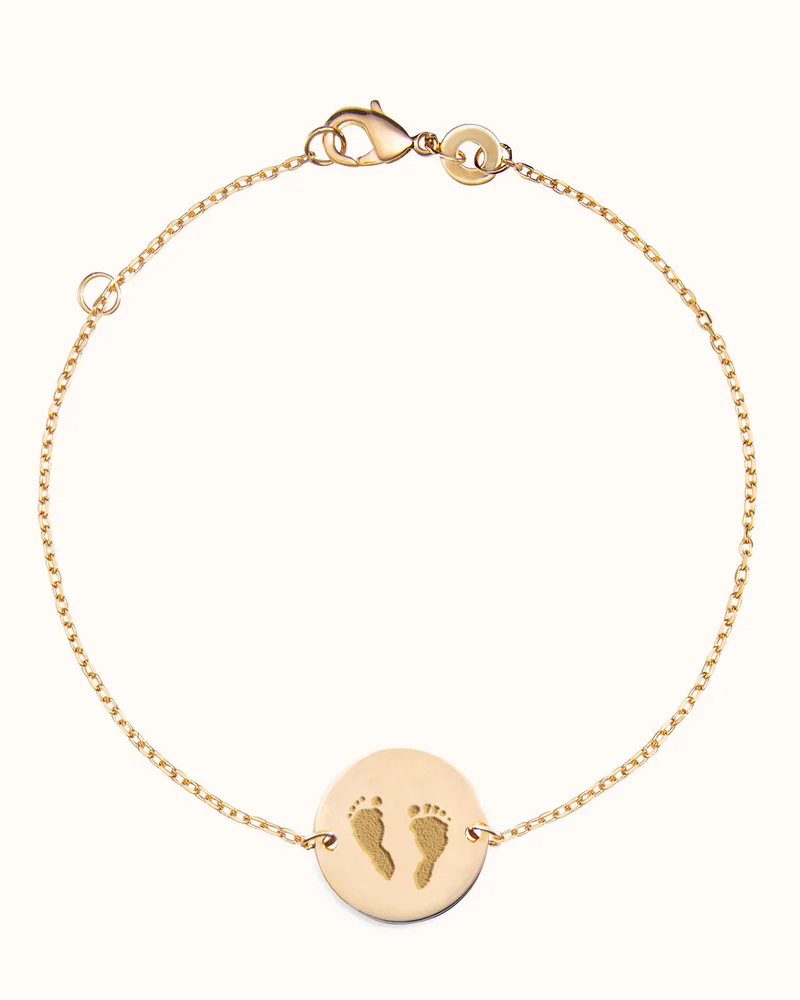 Hand en Voetafdruk Coin Armband - Verguld - Gepersonaliseerd Sieraad