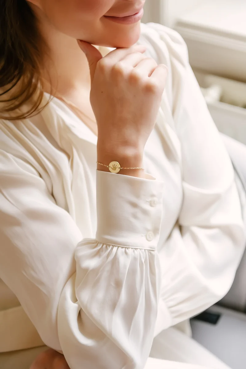 Hand en Voetafdruk Coin Armband - Verguld - Gepersonaliseerd Sieraad