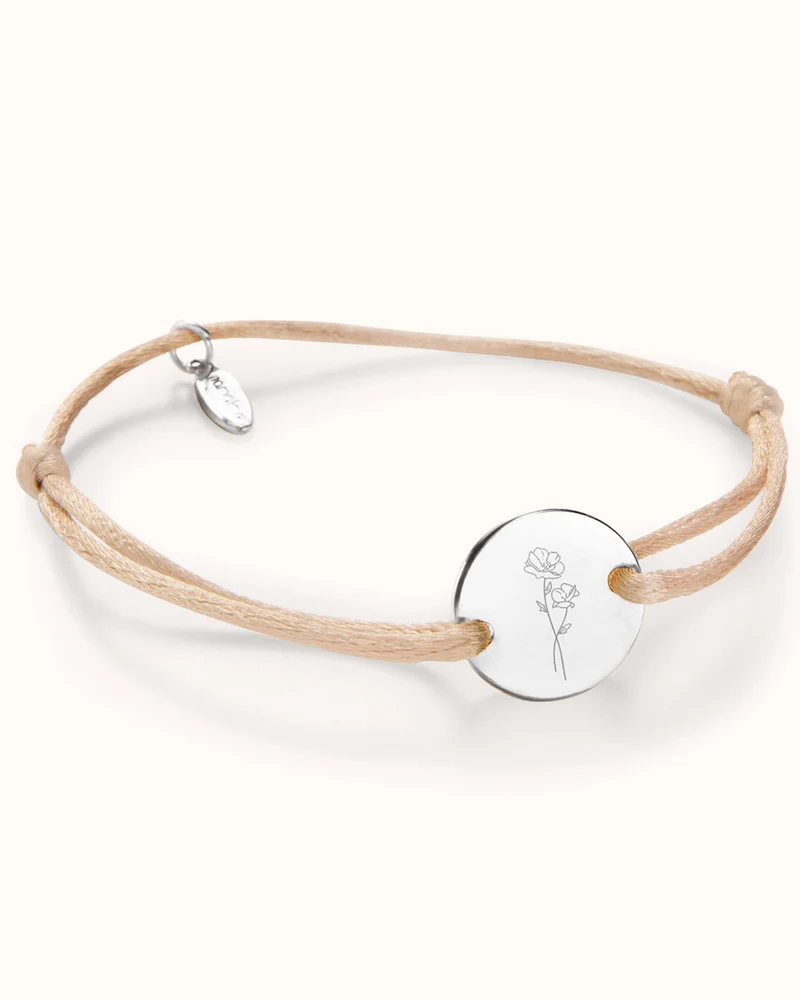Round Geboortebloem Boeket Armband - Zilver - Gepersonaliseerde Armband