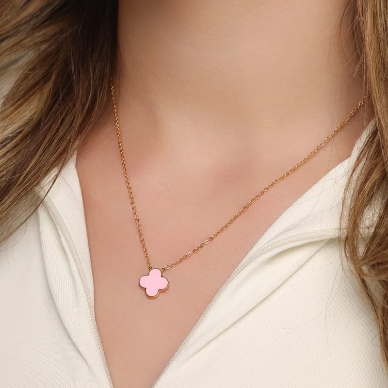 Pink Clover Kette | 18K vergoldet