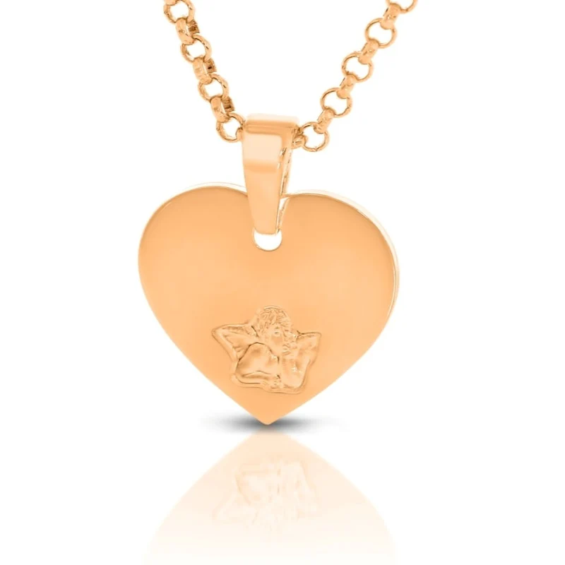 Herz mit Engel Motiv rosé vergoldet Kette Anhänger