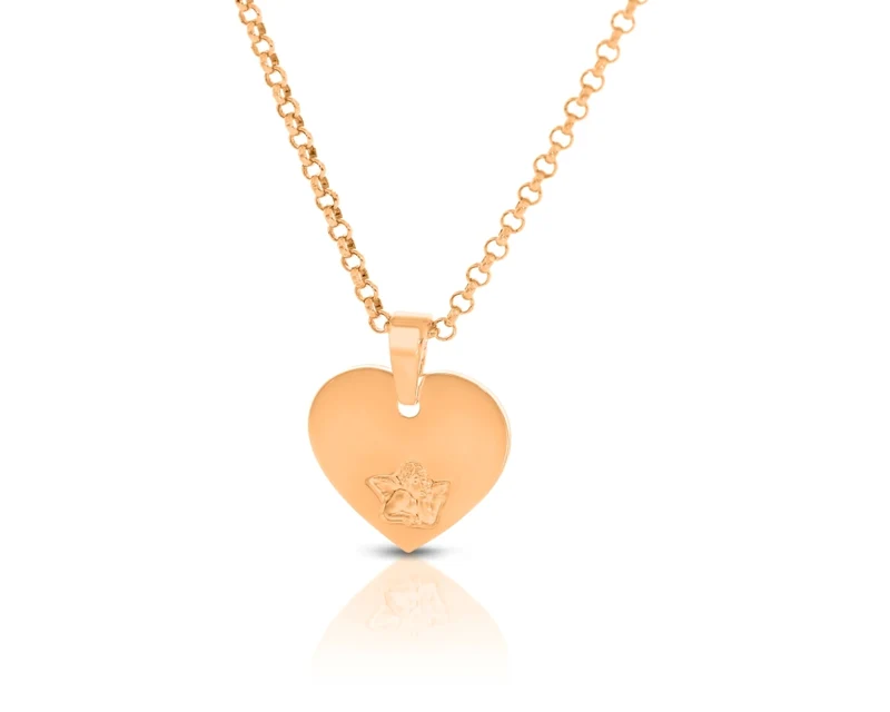 Herz mit Engel Motiv rosé vergoldet Kette Anhänger
