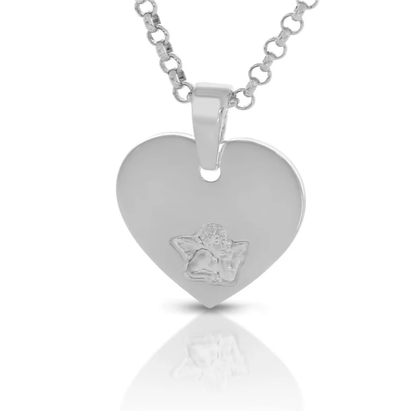 Herz Kette 925 Sterling Silber Halskette Schutzengel Anhänger