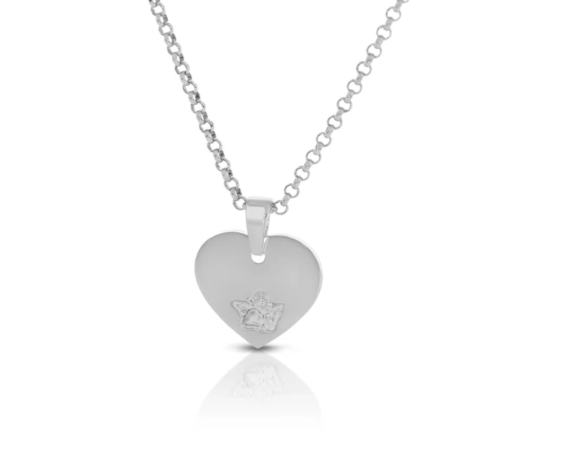 Herz Kette 925 Sterling Silber Halskette Schutzengel Anhänger